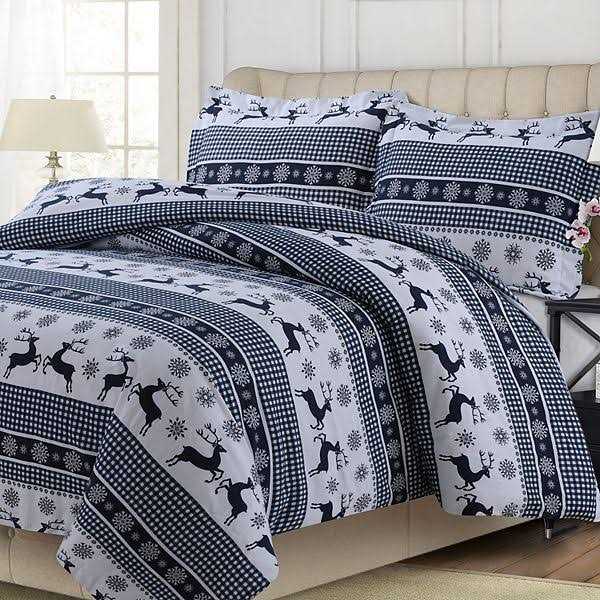 Tribeca Living 200-GSM Heavyweight Flannel Printed Oversized Duvet Cover Set