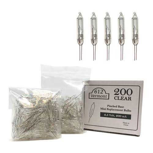612 Vermont 2.5v Clear Mini Christmas Replacement Bulbs for Christmas Trees and Incandescent String Lights