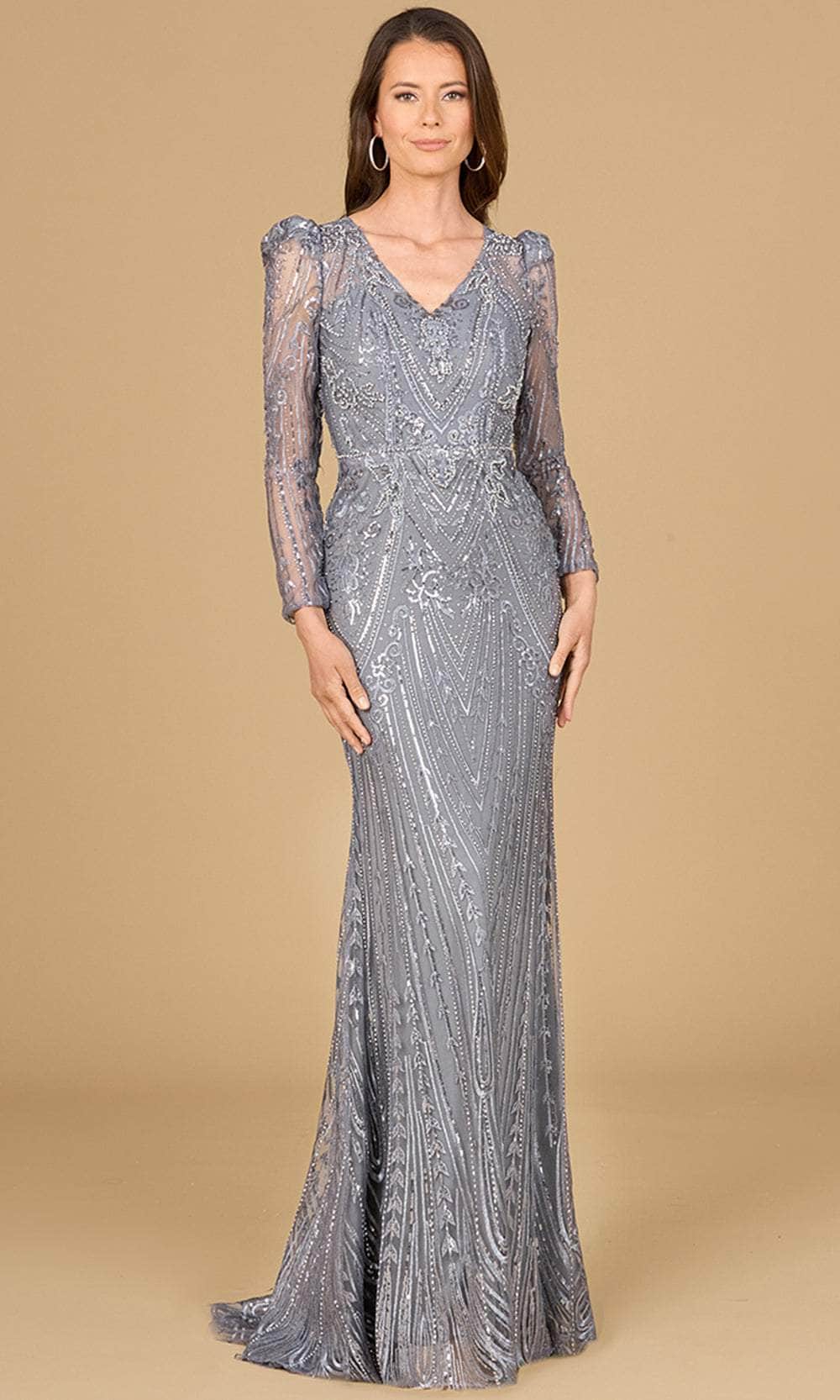 Embellished Puff Shoulder Evening Gown