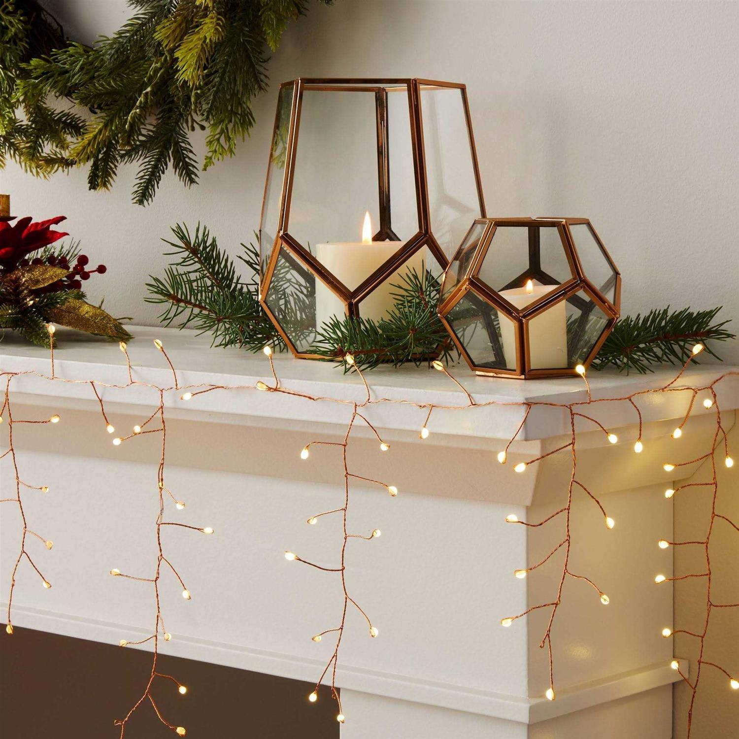 Wondershop 164ct LED High Density Dewdrop Garland Icicle Lights Warm White with Copper Wire