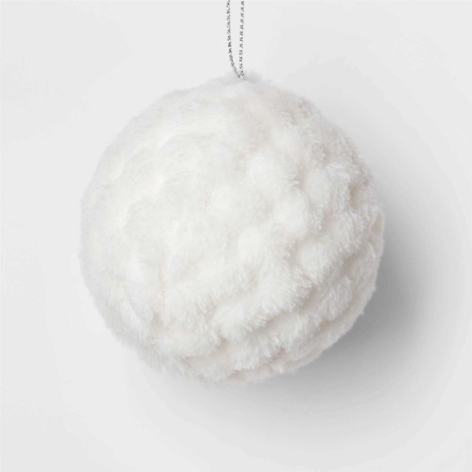 Wondershop Faux Fur Round Ball Christmas Tree Ornament