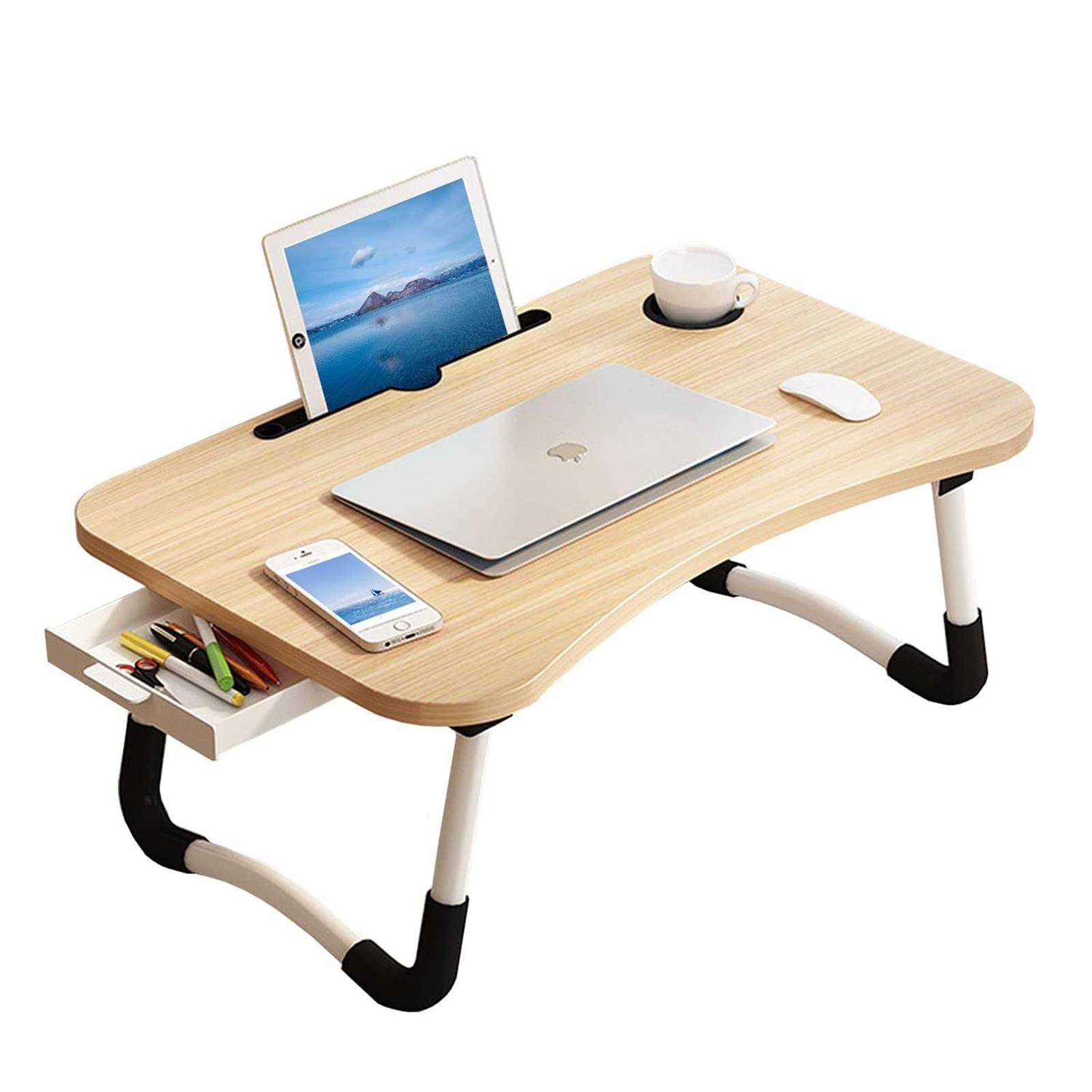 Lap Desk,Portable Laptop Desk Foldable Bed Table with Phone Stand and Cup Holder for Bed/Couch/Sofa Working