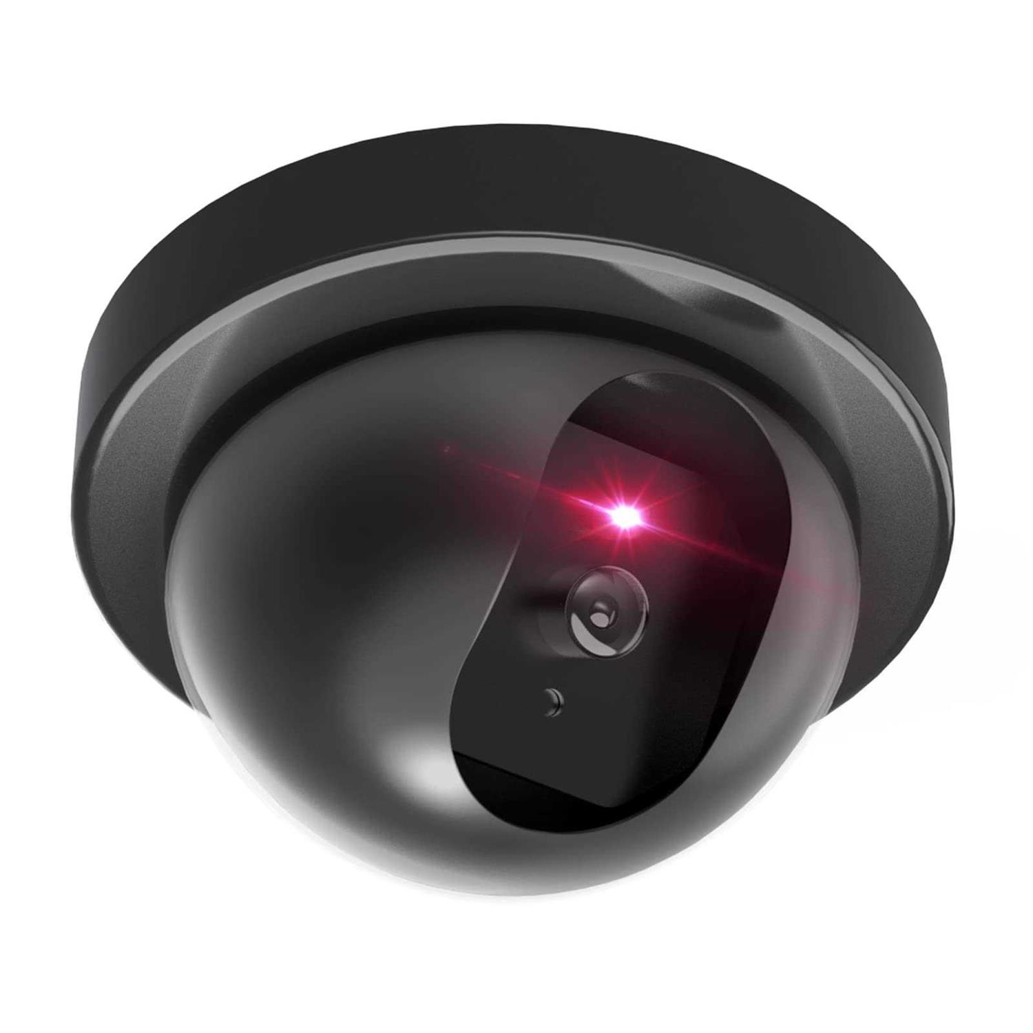 Wali Dummy Fake Security Cctv Dome Camera with Flashing Red LED Light with Security Alert Sticker Decals