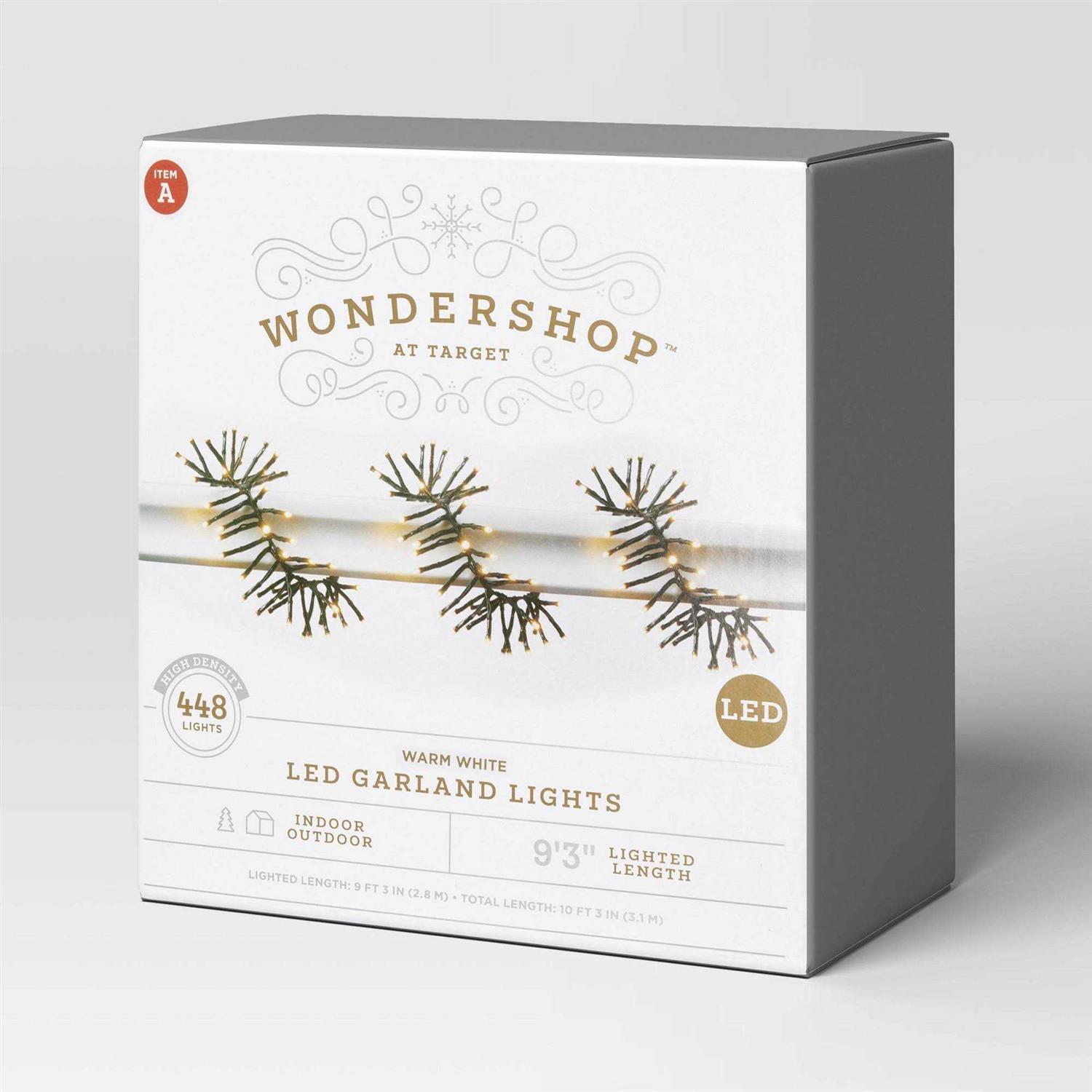 Wondershop 448ct LED Christmas Mini String Lights Garland Warm White Black Wire