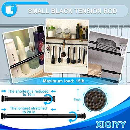 XIQIYY Strong Small Tension Rods 16 to 28 inches -upgrade Diameter 1inch Shower Curtain Rod Black