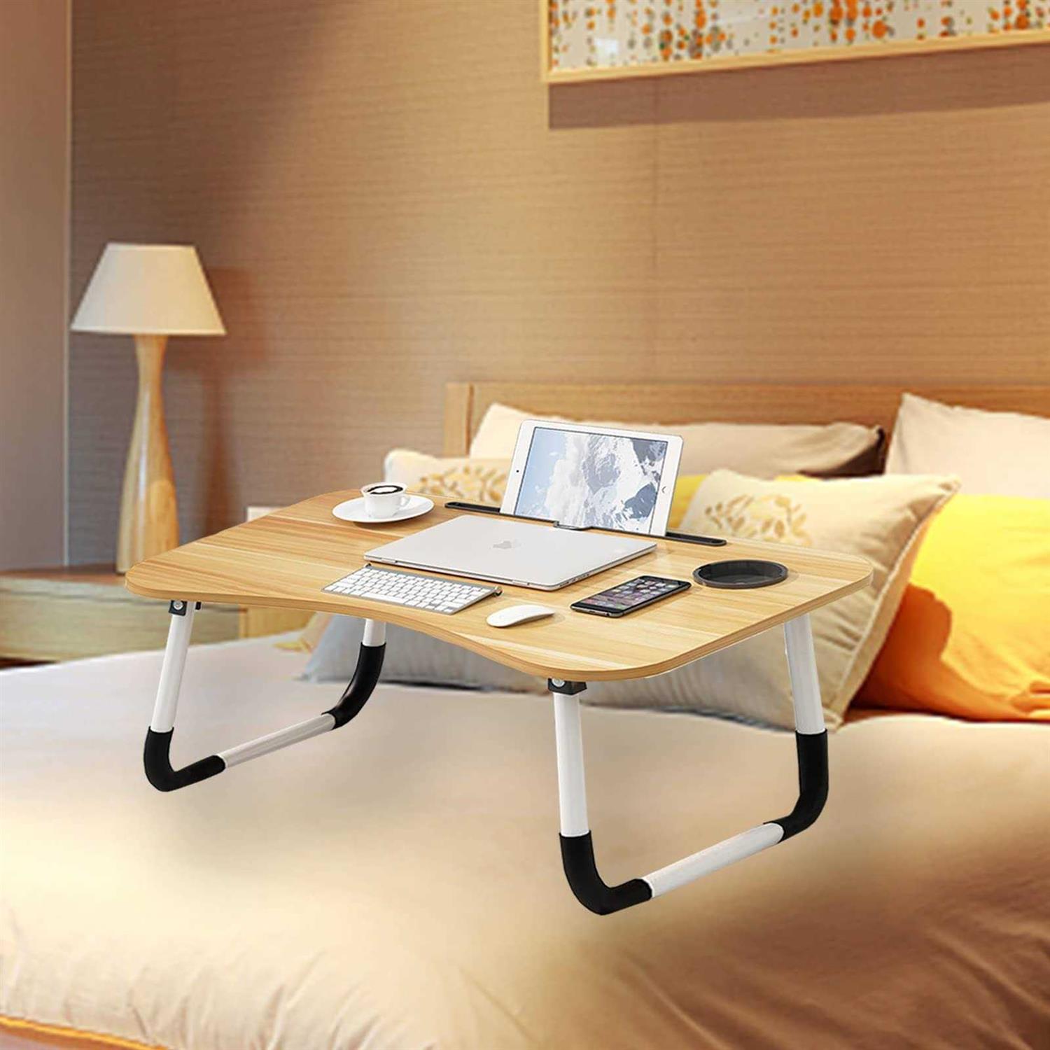 Lap Desk,Portable Laptop Desk Foldable Bed Table with Phone Stand and Cup Holder for Bed/Couch/Sofa Working