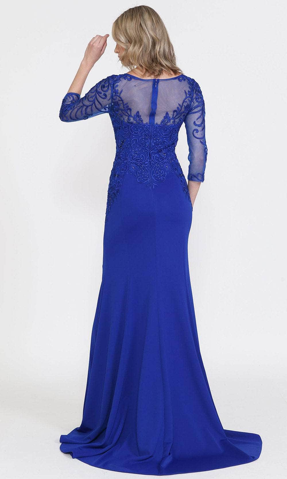 Illusion Quarter Sleeved Formal Dress