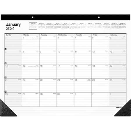 2024 Office Depot Brand Monthly Desk Pad Calendar 21-3/4 inch x 17 inch