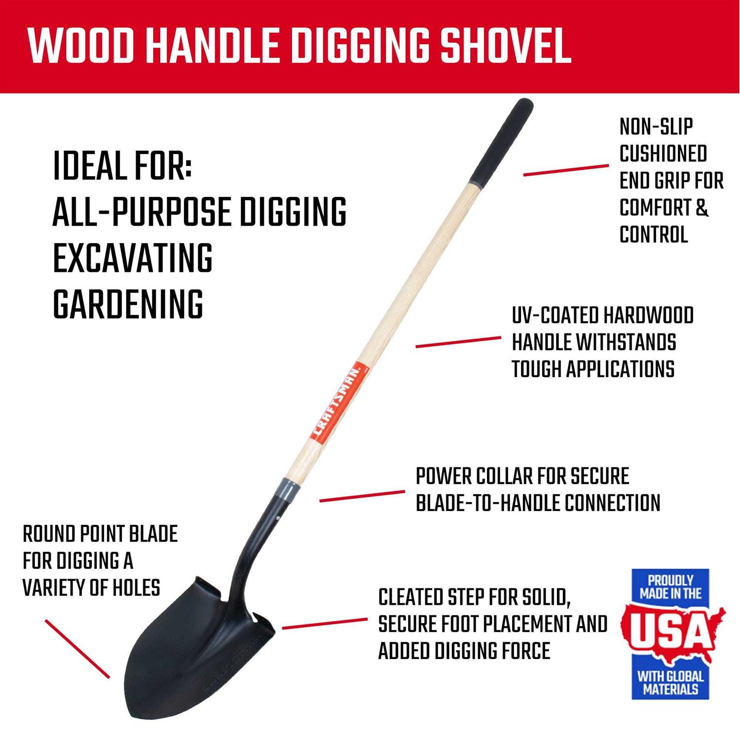 CRAFTSMAN 55-in Wood Handle Digging Shovel CMXMLBA1000