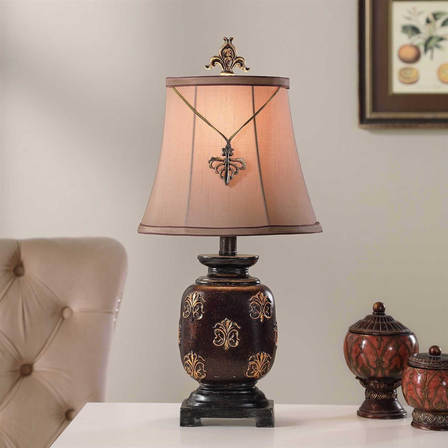 StyleCraft Maximus Mini Accent Table Lamp with Fleur De Lis Pendant