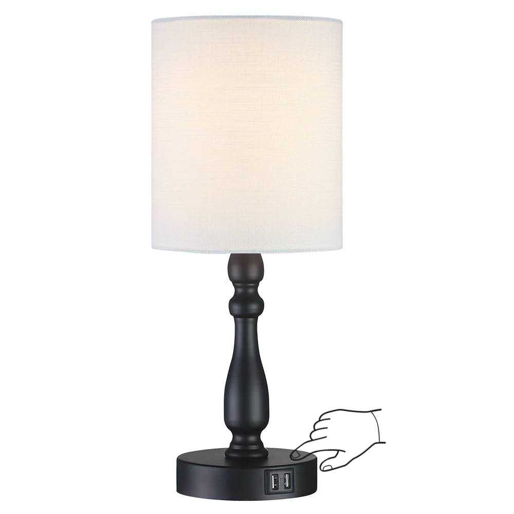 TRUE FINE 3-Way Dimmable Touch Control Small Table Lamp with 2 USB Port