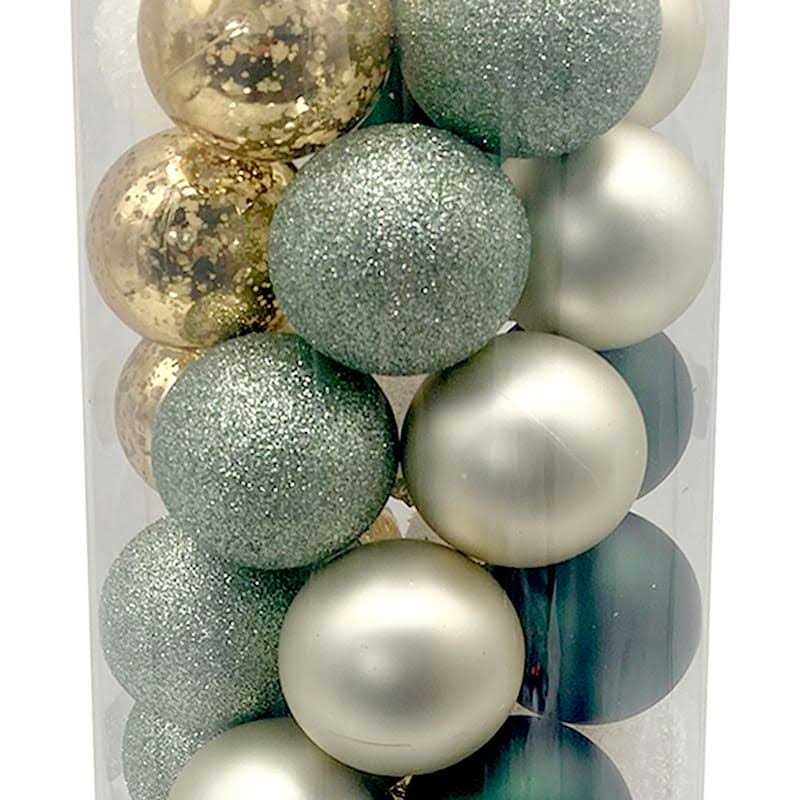 At Home Tracey Boyd Green & Gold Mix Shatterproof Ornaments
