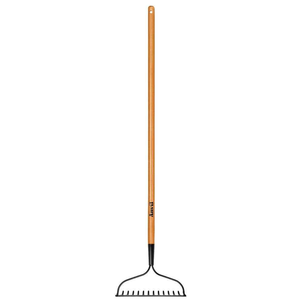 Anvil 14-Tines Garden Bow Rake Long Wood Handle