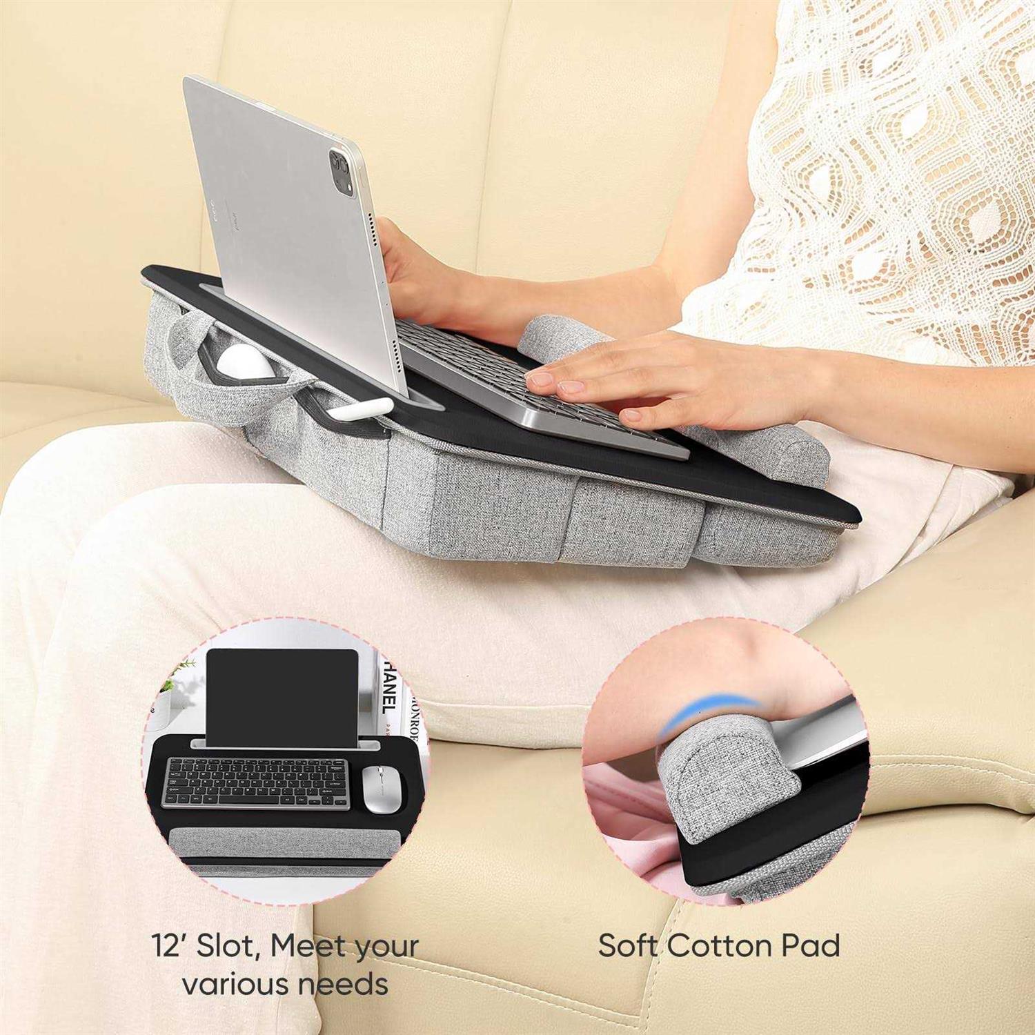 Adjustable Laptop Lap Desk Lap Desk with Cushion Storage Function Anti-Slip Wrist Rest for Home Office Adults Students