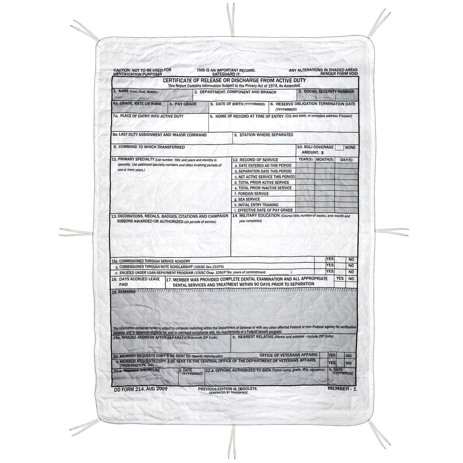 Medals Of America Est. 1976 Dd-214 Woobie Blanket Military Poncho Liner