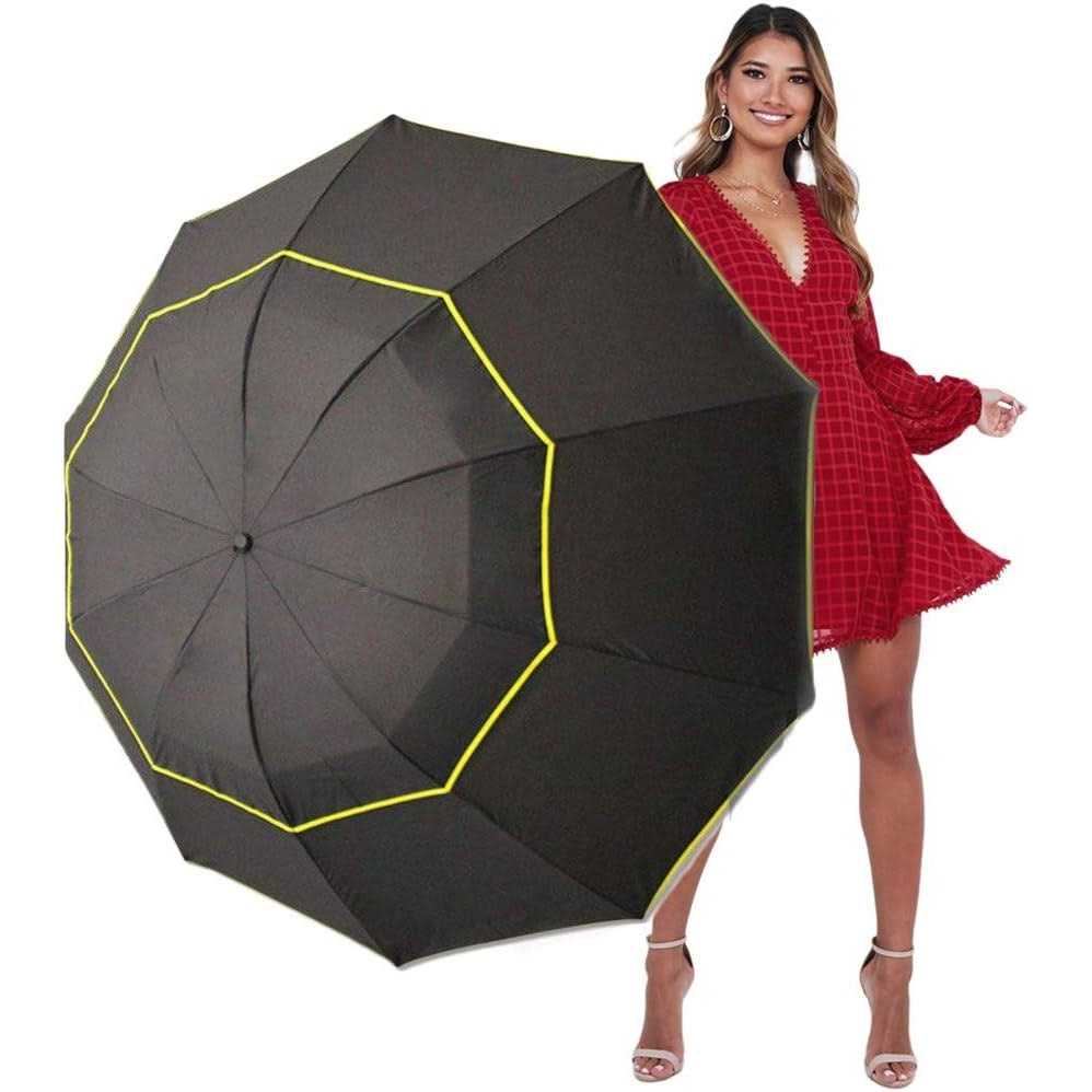 Kalolary 62 Inch Extra Oversize Large Compact Golf Umbrella,Double Canopy Vented Windproof Waterproof Stick Umbrellas for women men