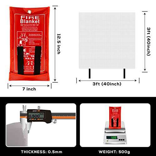 FLASLD Fire Blanket for Home and Kitchen, Fiberglass Fire Blankets Emergency for People, Flame Retardant Protection and Heat Insulation