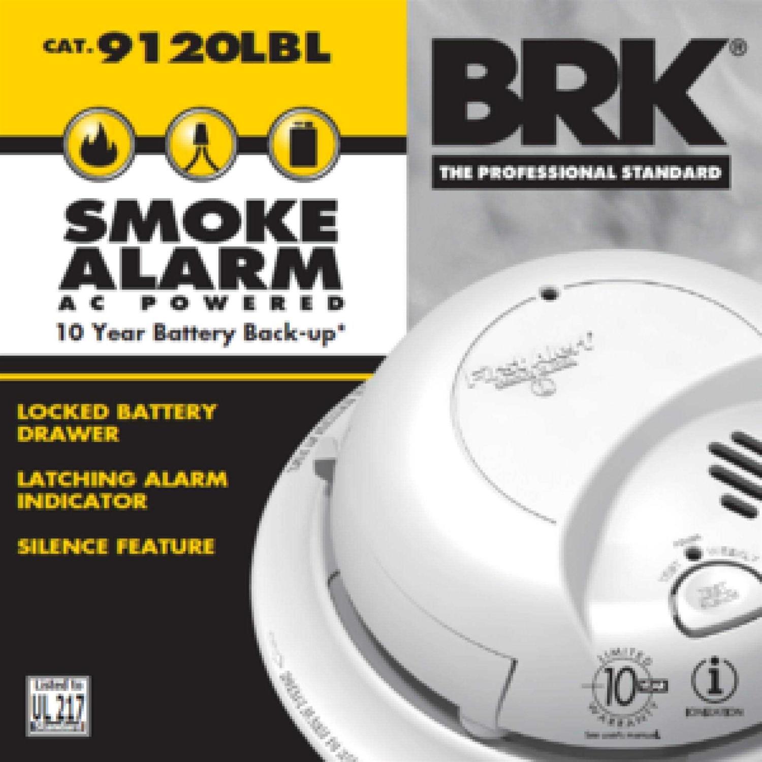 First Alert Smoke Alarm Hardwired Battery Backup 9120LBL