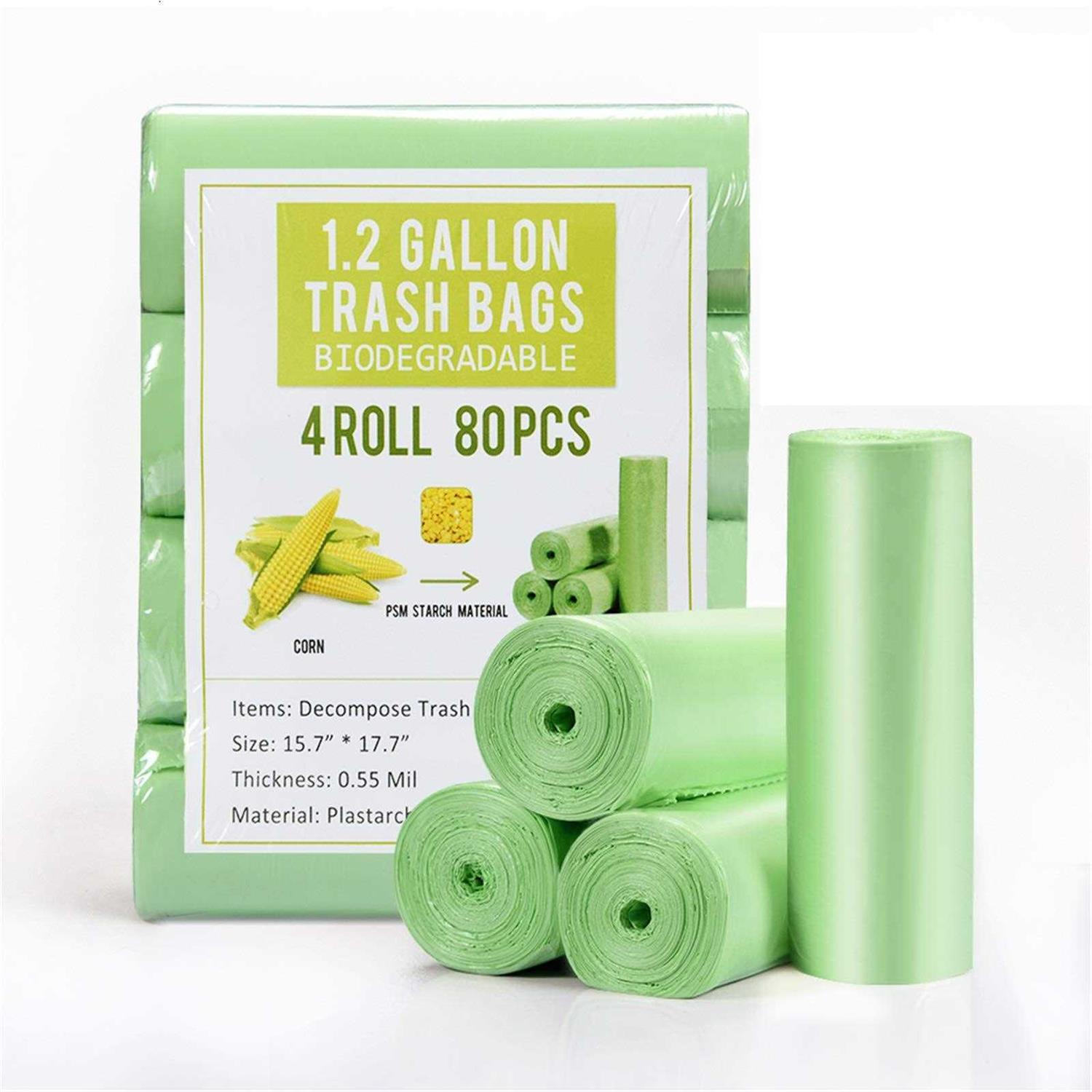 1.2 Gallon Small Garbage Bags Biodegradable 5 Liter Mini Compostable Strong Bathroom Trash Bags with Tear & Leak Resistant