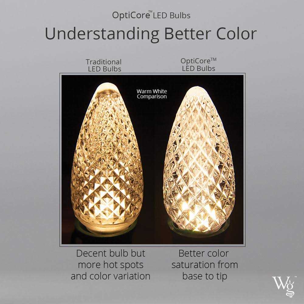 Wintergreen Lighting OptiCore C7 LED Christmas Light Bulbs