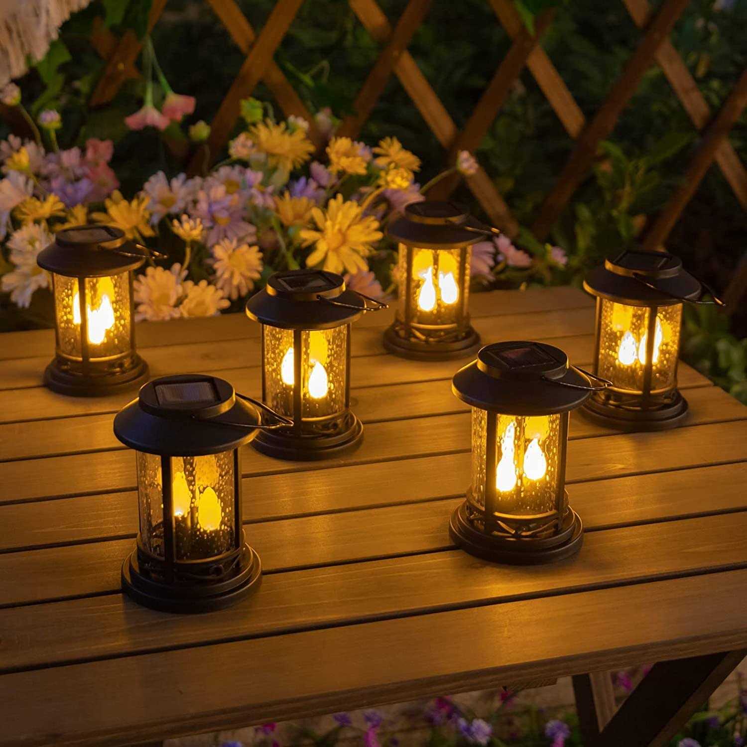 Beautyard Outdoor Solar Candles Lights Flickering Decorative Lantern Stake Lighting for Garden, Backyard, Lawn, Pathway, Patio Accessories and Decor