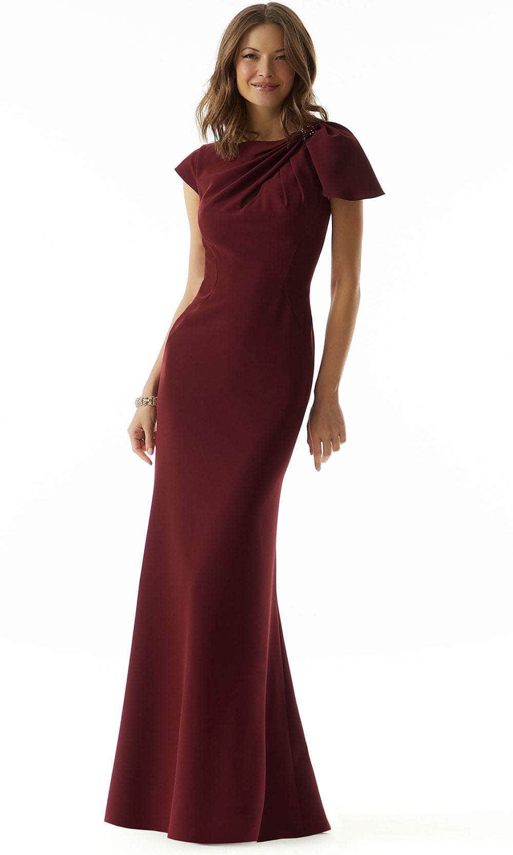 Cap Sleeve Draped Evening Dress