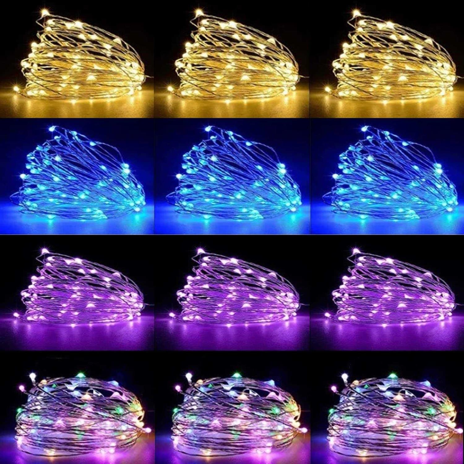 12 Pack Led Fairy Lights Battery Operated String Lights Waterproof Silver Wire Each 7 Feet 20 Led Multi-Colored Led Firefly Starry Moon Lights