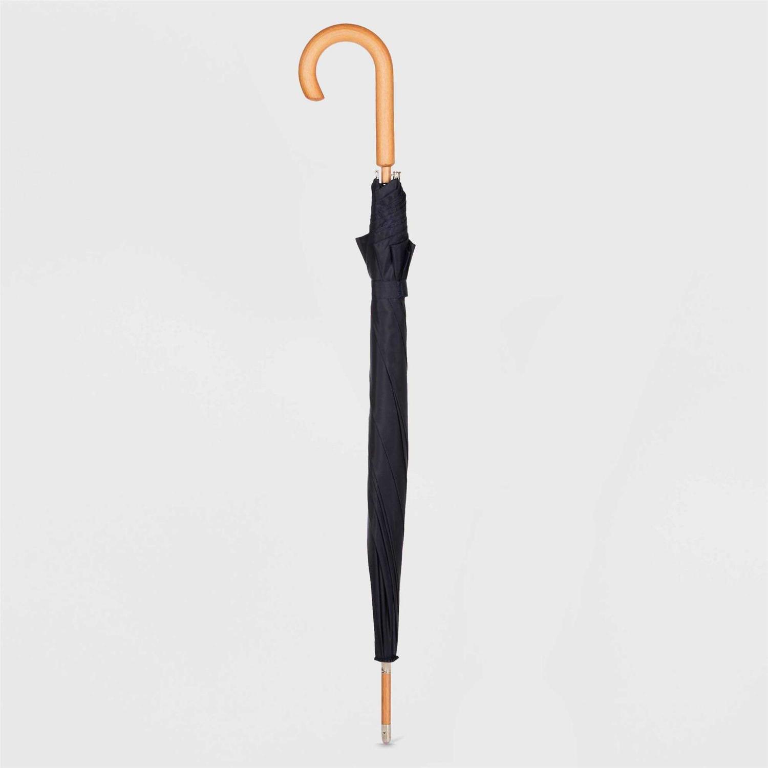 Totes Auto Open Wooden Stick Umbrella