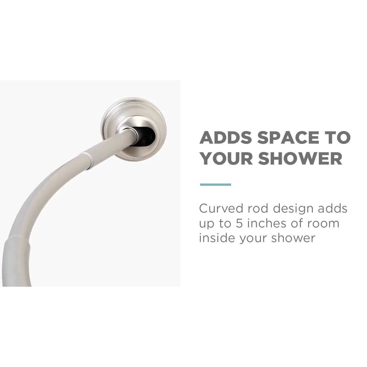 Zenna Home E40S2ALBN NeverRust Rustproof Dual Mount Curved Stall Shower Rod
