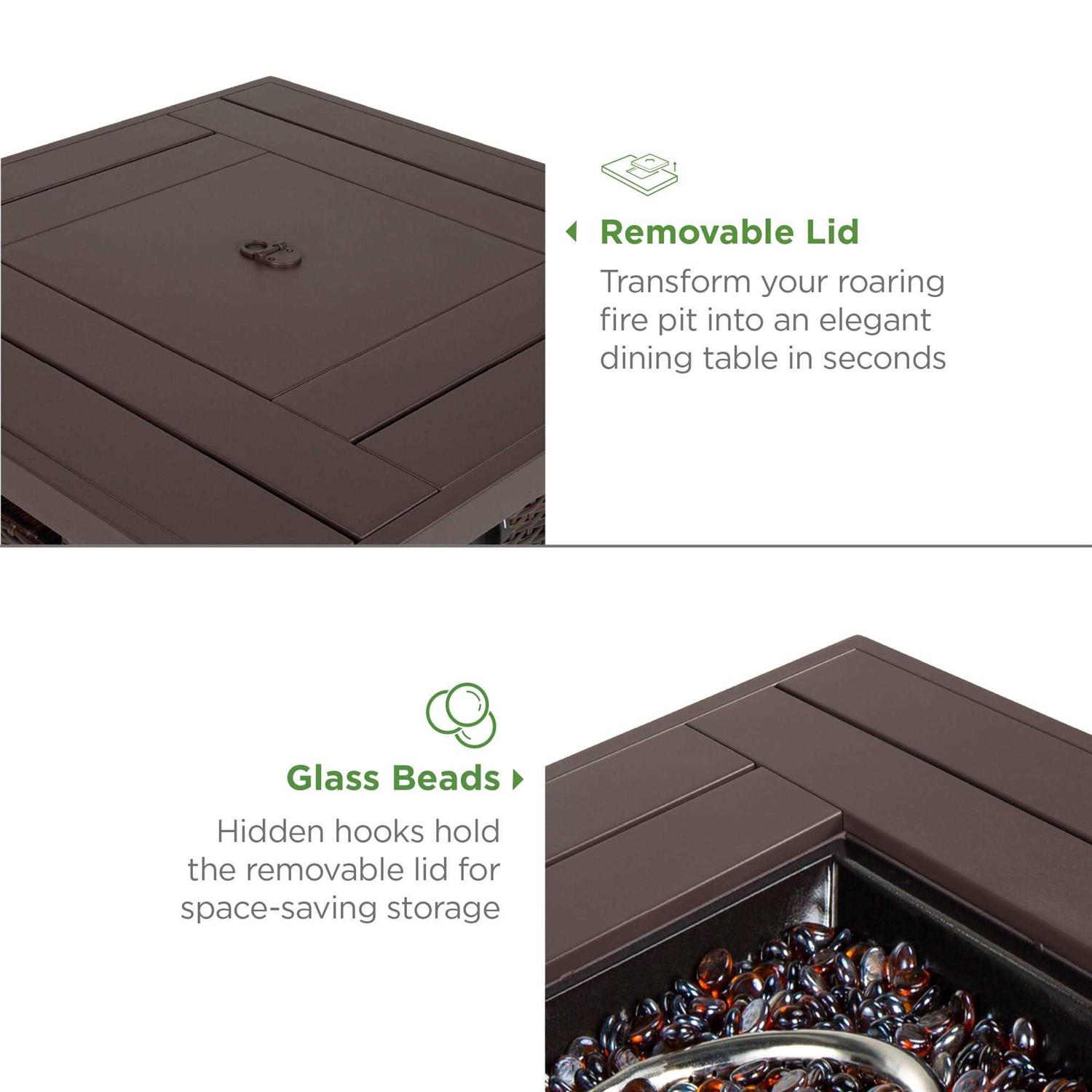 Best Choice Products 28in Propane Gas Fire Pit Table 50,000 BTU Outdoor Wicker w/ Glass Beads