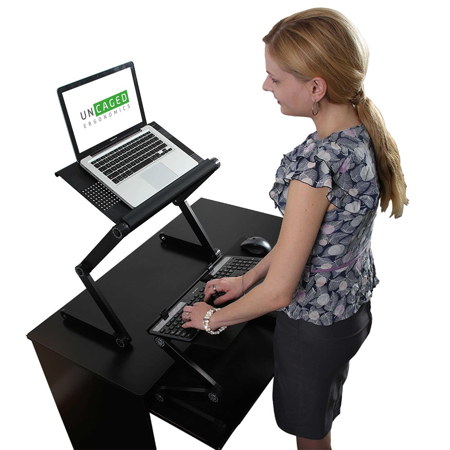 Uncaged Ergonomics WorkEZ Standing Desk laptop stand up Desk Converter
