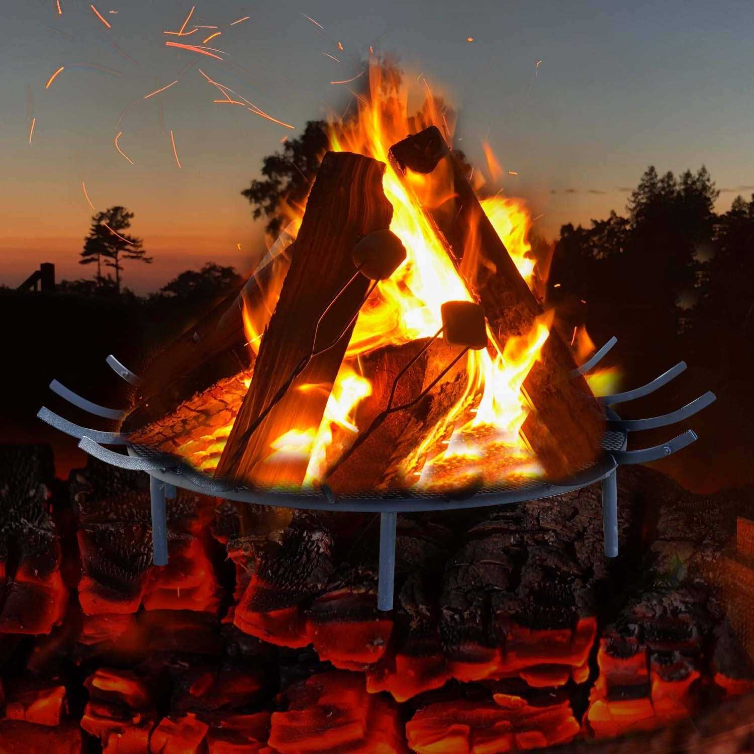 Aoodor Outdoor Fire Pit Grate Log Round Kindling Tools Round Tongs