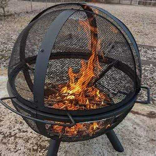 Ikuby Ball of fire Pit 35 Outdoor fire Ball with BBQ Grill fire Globe Pit Large Round fire Pit,Patio fire Pit Fireplace for Camping