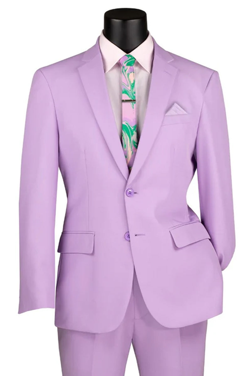 Men’s 2 Button Slim Fit Poplin Suit in Lavender
