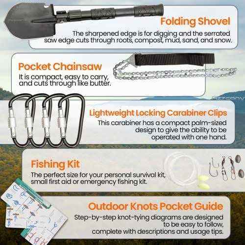 Emergency Survival & First Aid Kit & Tourniquet Go Bag Survival Gears with Compass Flashlight Shovel Fire Starter