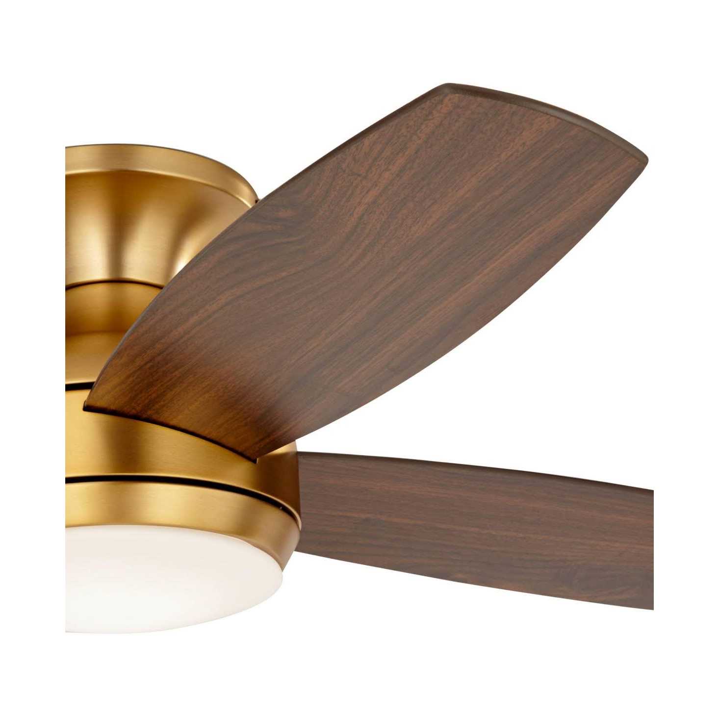 52 Casa Vieja Elite Modern Hugger Indoor Ceiling Fan with Light LED Remote Control Soft Brass Walnut Brown Opal Glass for Living Room Kitchen House