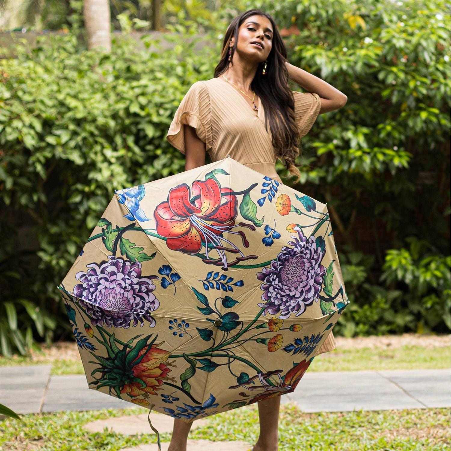 Anuschka Auto Open/ Close Printed Umbrella