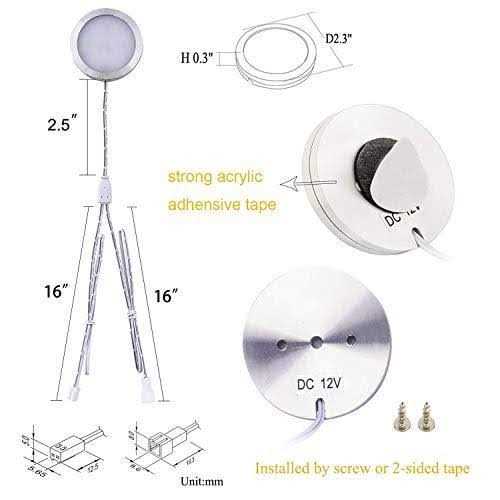 Aiboo Linkable Under Cabinet LED Lighting 12V Dimmable Puck Lights with Wireless RF Remote Control