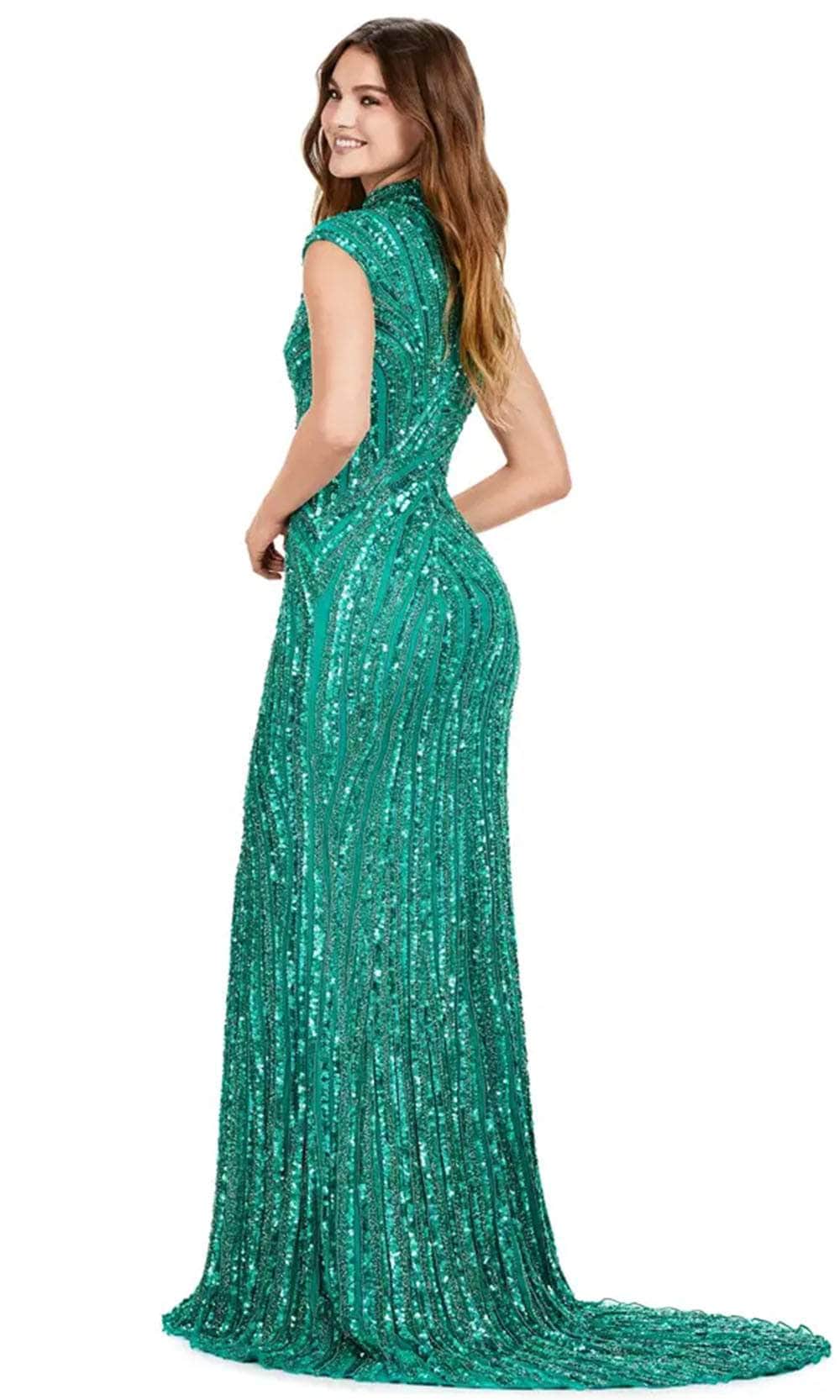 High Neckline Beaded Gown