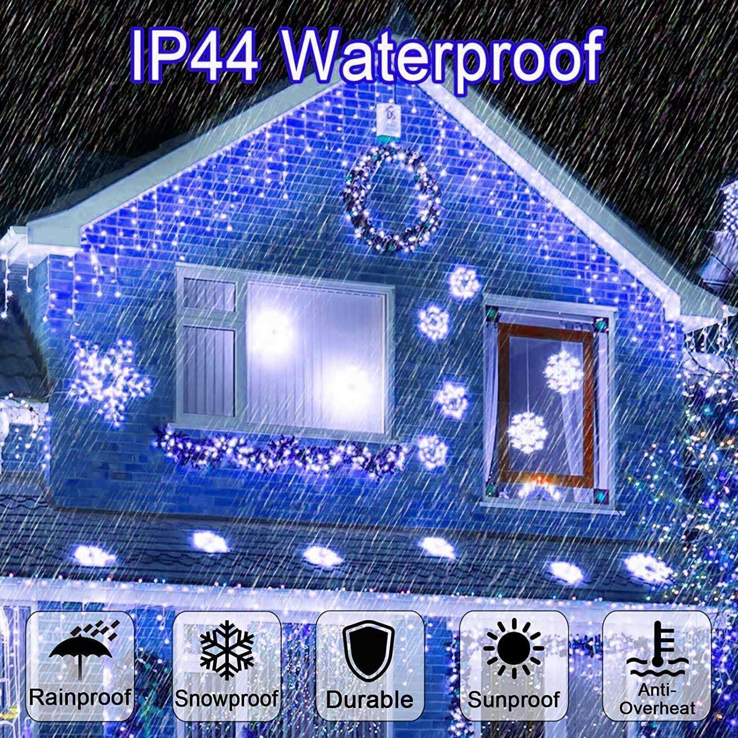 TuoPuLife Icicle Lights Outdoor 32.8ft 400 LED Icicle Christmas Lights with Timer