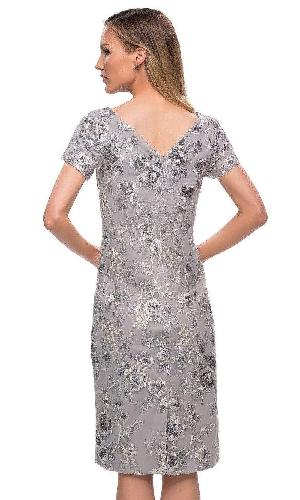 29824 Short Sleeve Floral Embroidered Midi Dress
