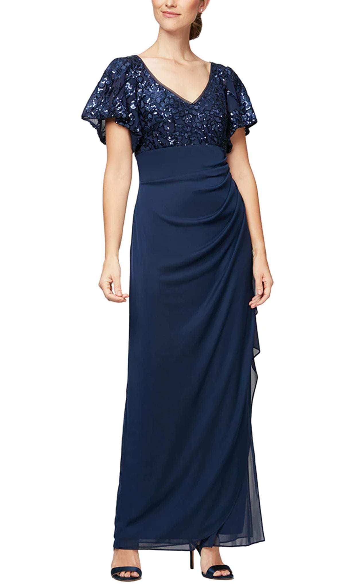 Sequined Column Full Length Formal Gown