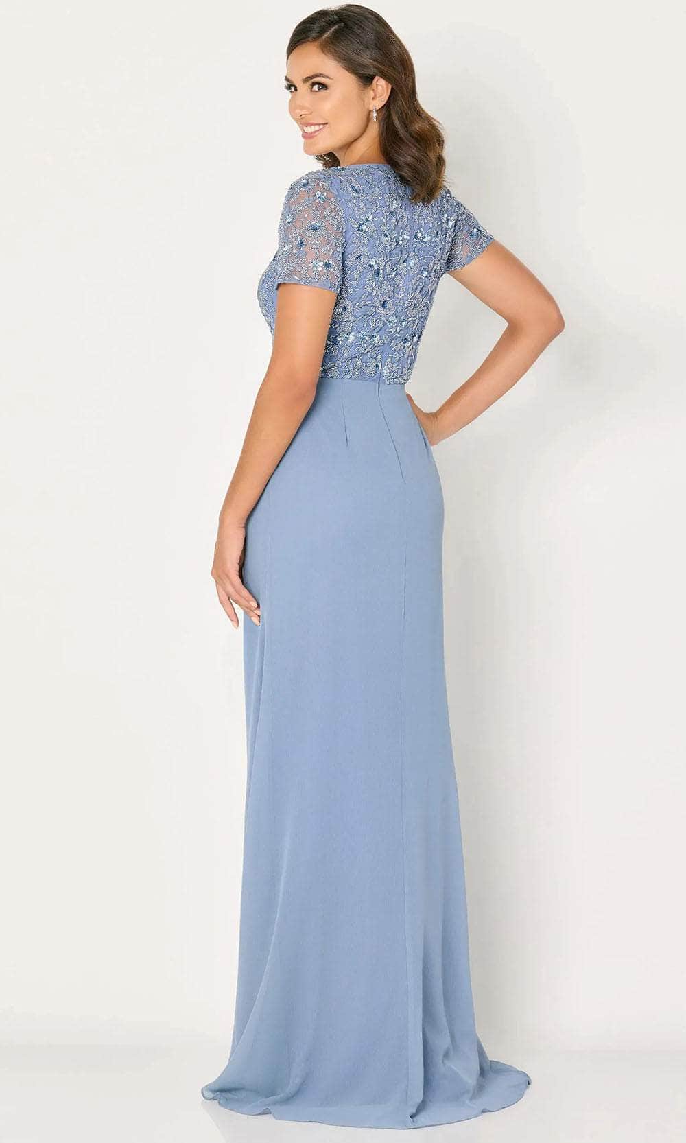 Embroidered Floral Evening Dress