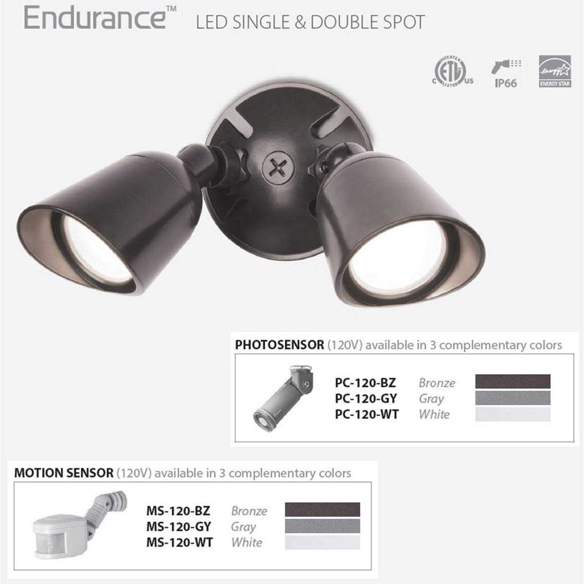WAC Lighting Endurance Double LED Spot Light WP-LED430-50-A