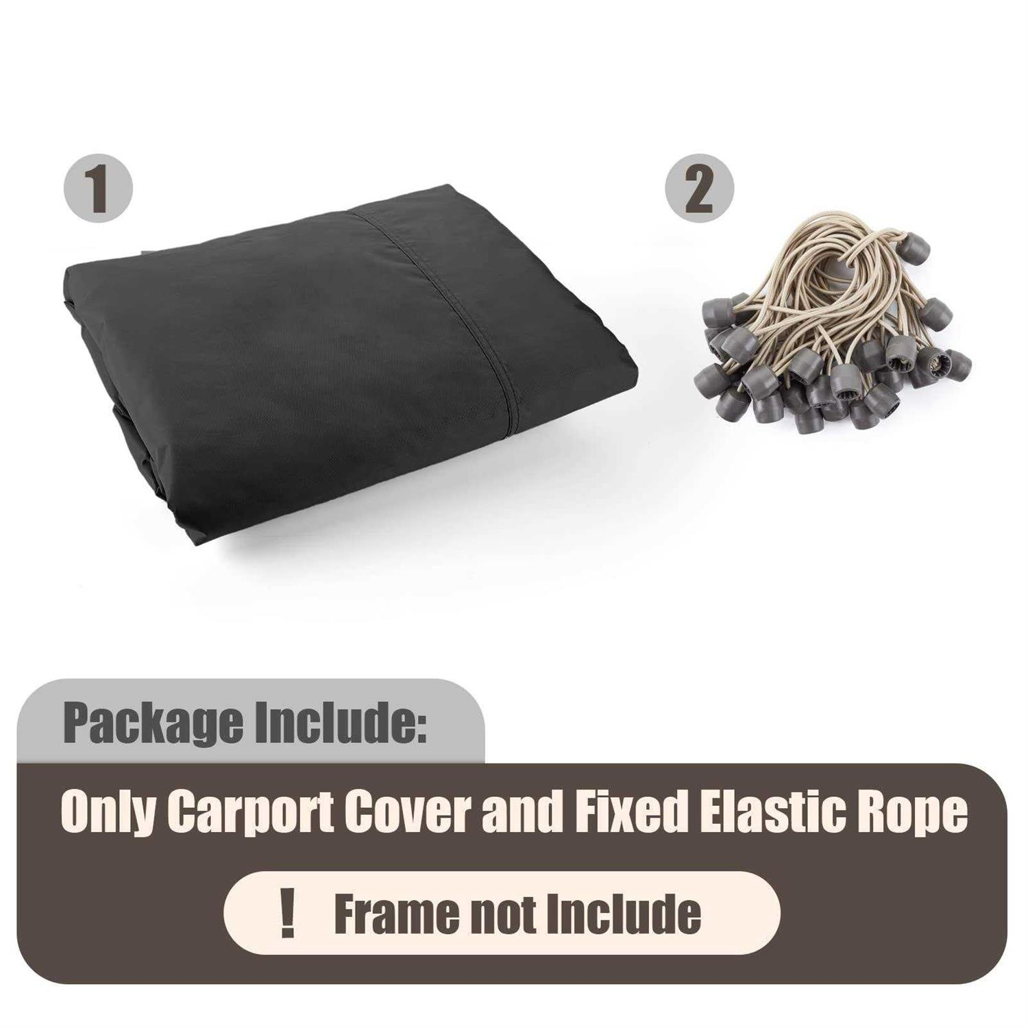 Carport Replacement Canopy Cover 10’x20′ for Tent Top Garage Shelter Cover with Ball Bungees