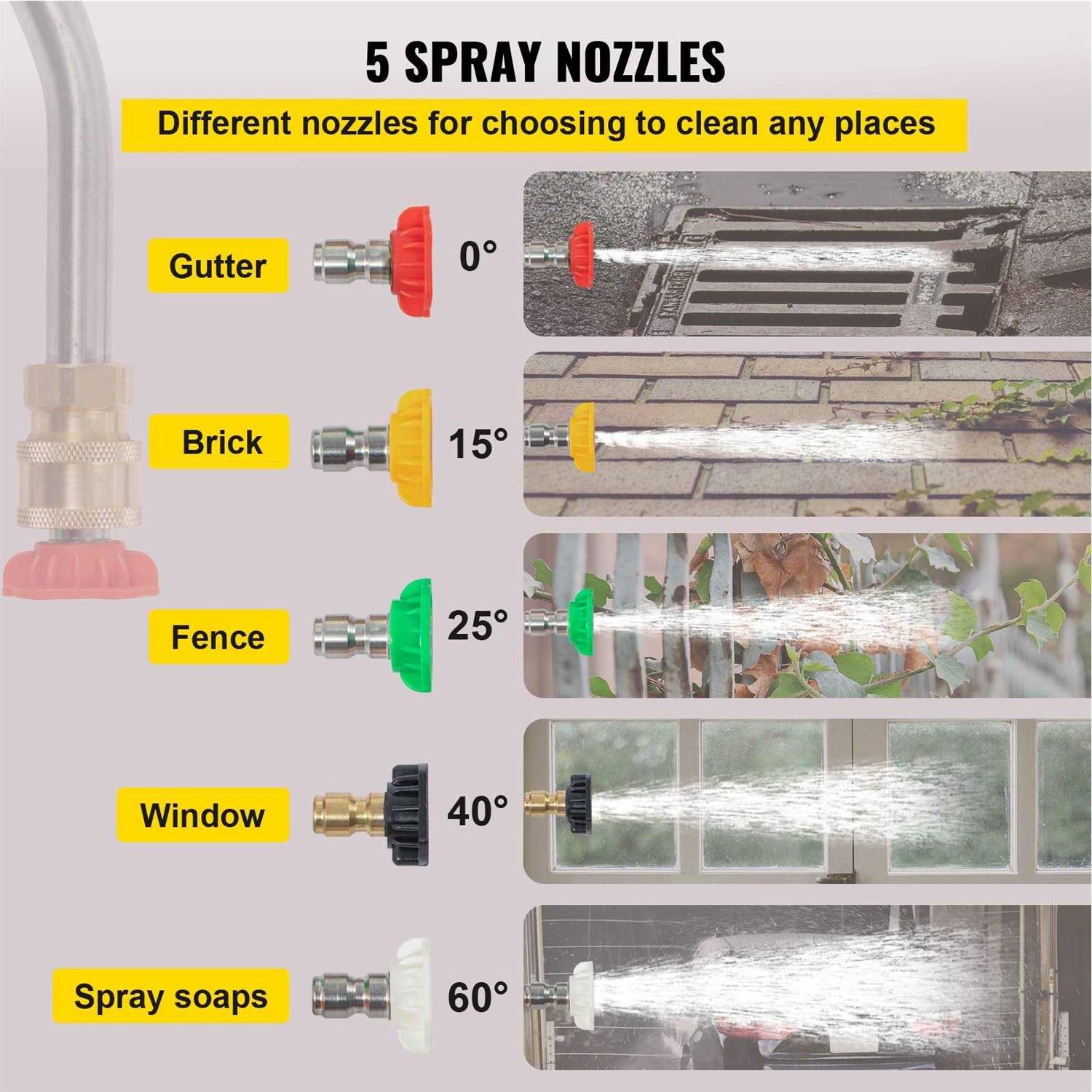 VEVOR Telescoping Pressure Washer Wand 4000 PSI 8-18 ft Extendable Power Cleaning Tools with Strap Belt and 5 Nozzle Tips