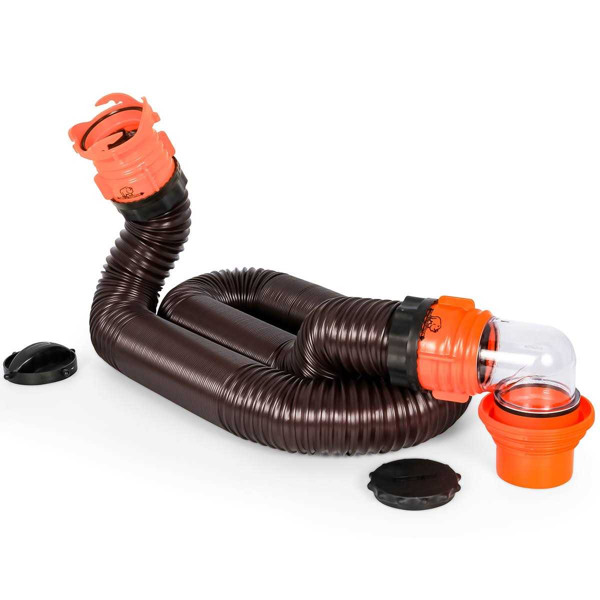 Camco Camper/RV RhinoFLEX Sewer Hose Kit with 15′ Hose and Swivel Fittings
