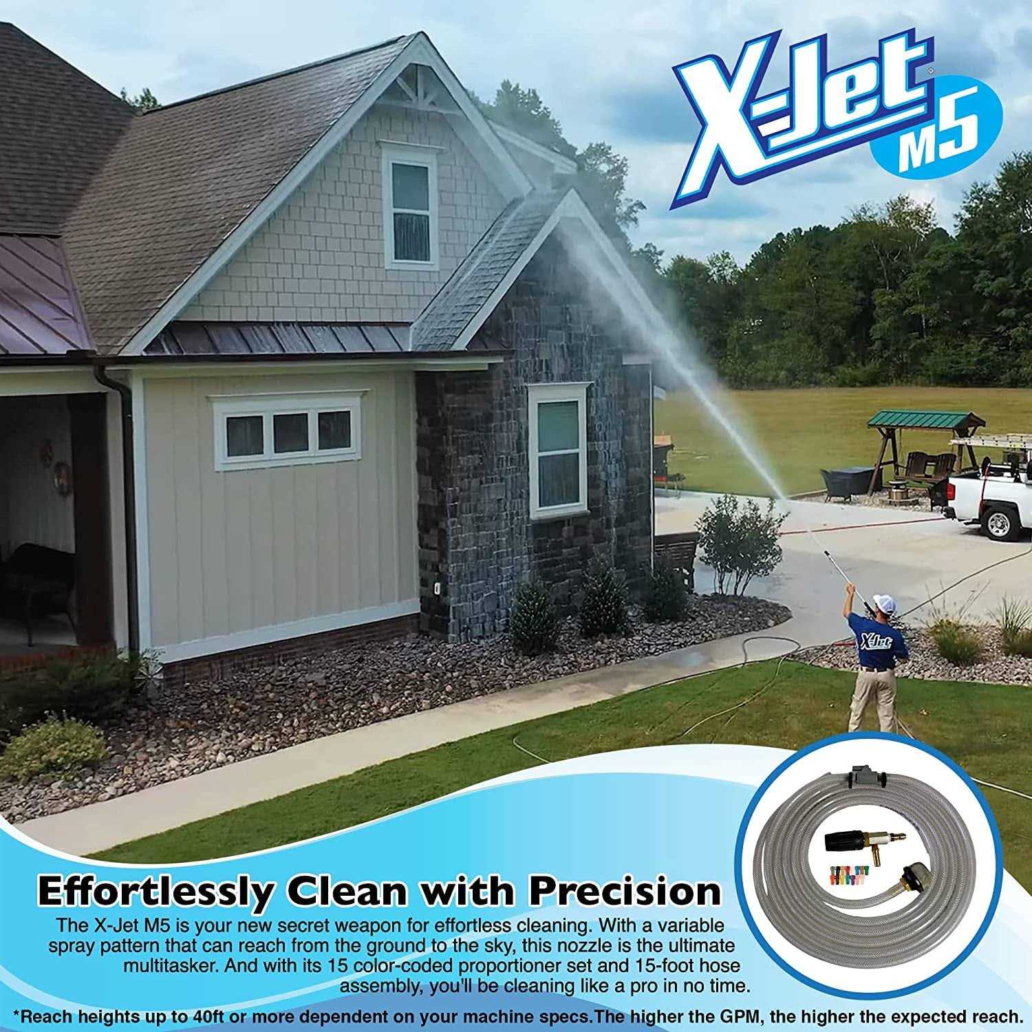 X-jet Kit GPM Adjustable Long-Range External Injection Variable Pressure Washing Nozzle