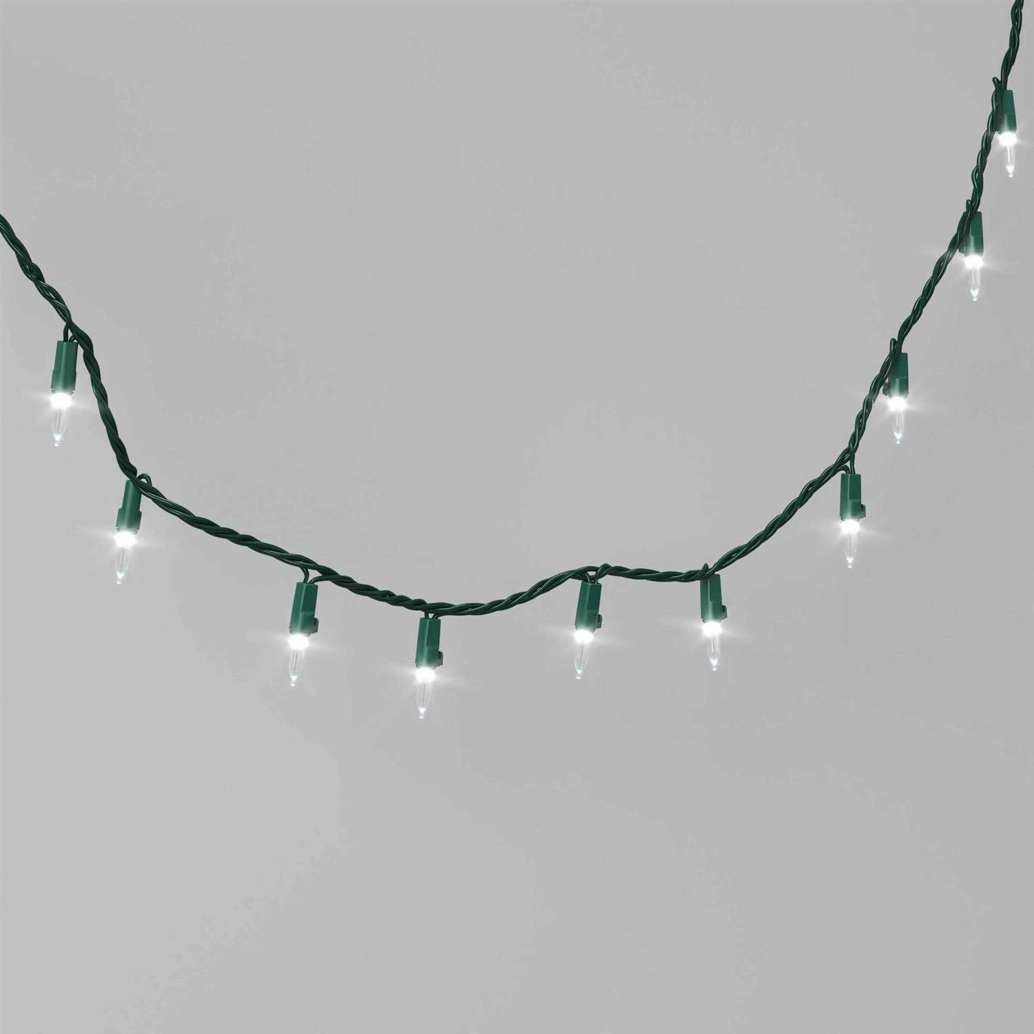 Wondershop 60ct LED Smooth Mini Christmas String Lights Warm White with Green Wire