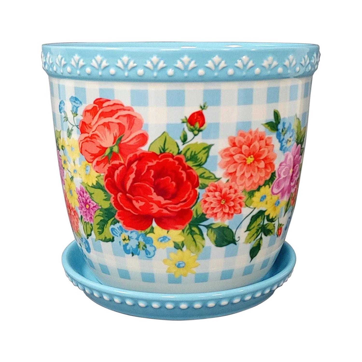 The Pioneer Woman Sweet Rose Gingham Planter